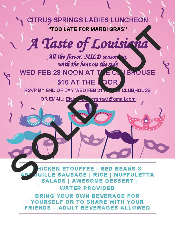 so Citrus Springs Ladies Luncheon flyer for 02-28-24